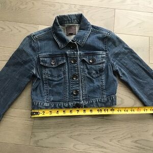 Blue cropped Denim jacket (S) - 3/4 sleeves